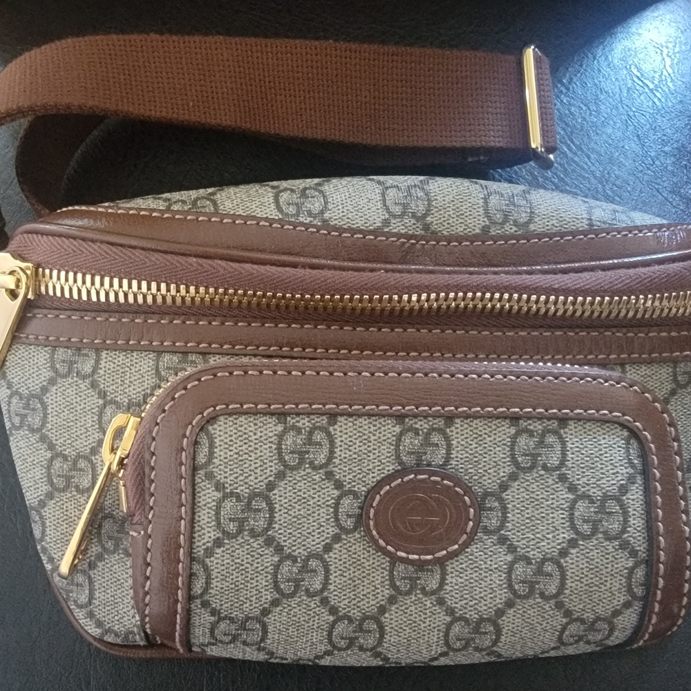 Gucci Brown and Beige Signature Belt Bag